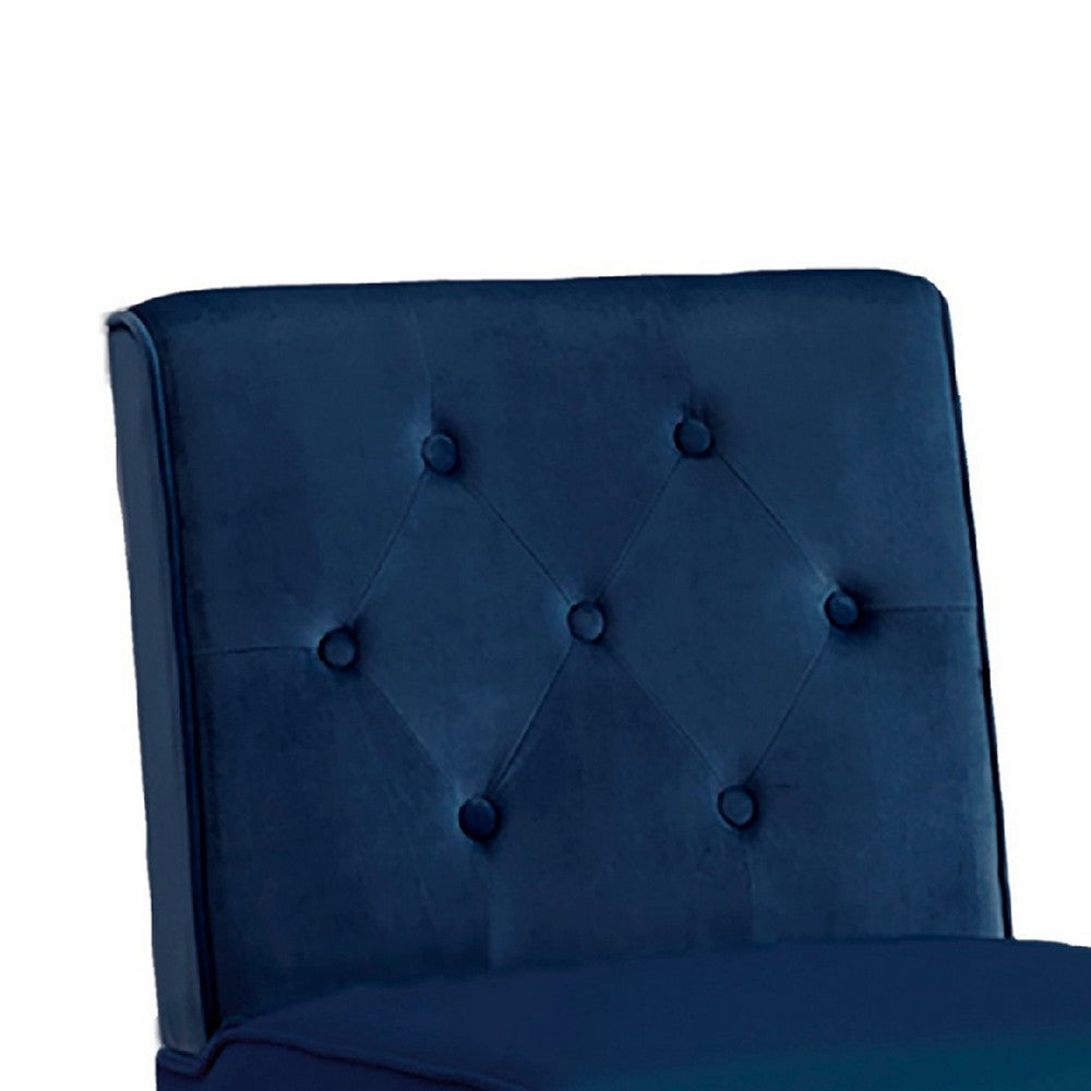 Revvy Armless Chair | Tapered Legs | Set of 2 | Dark Blue Tufted Velvet