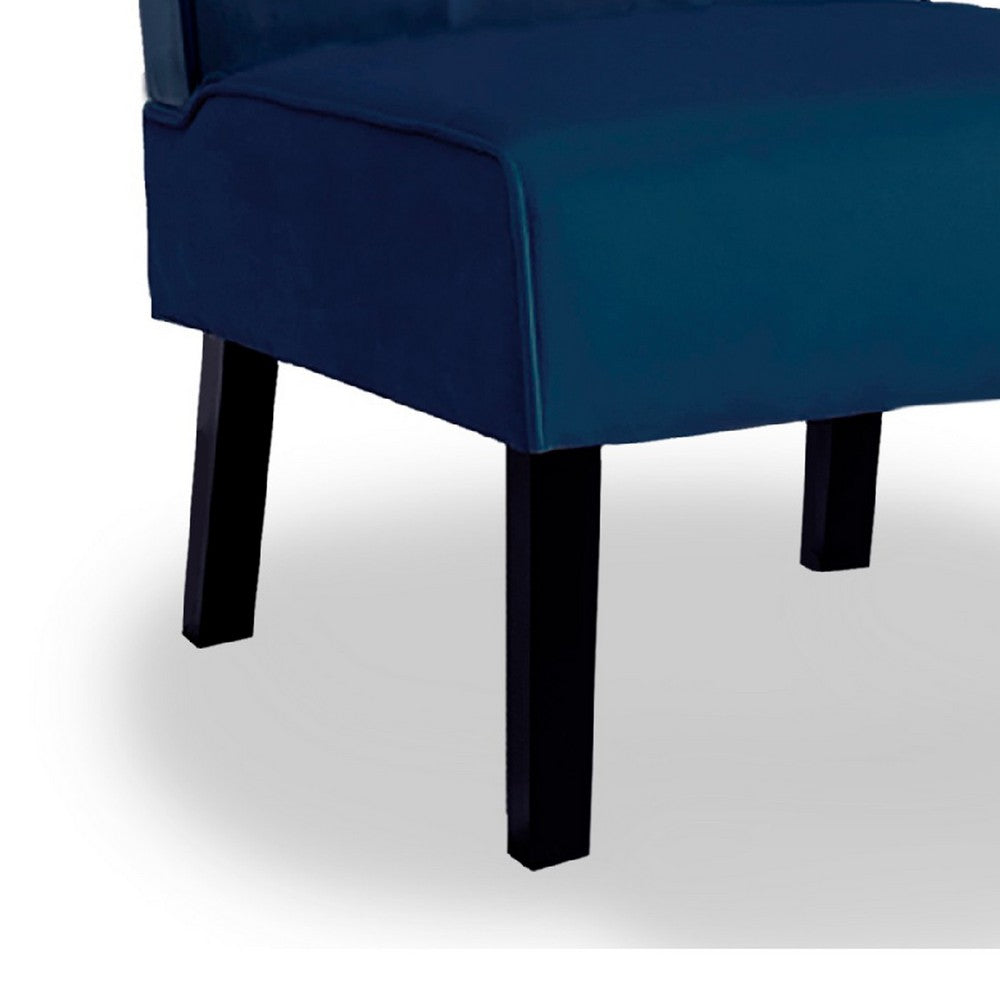 Revvy Armless Chair | Tapered Legs | Set of 2 | Dark Blue Tufted Velvet