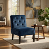 Revvy Armless Chair | Tapered Legs | Set of 2 | Dark Blue Tufted Velvet