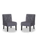 Revvy Armless Chair with Tapered Legs | Set of 2 | Gray Tufted Velvet