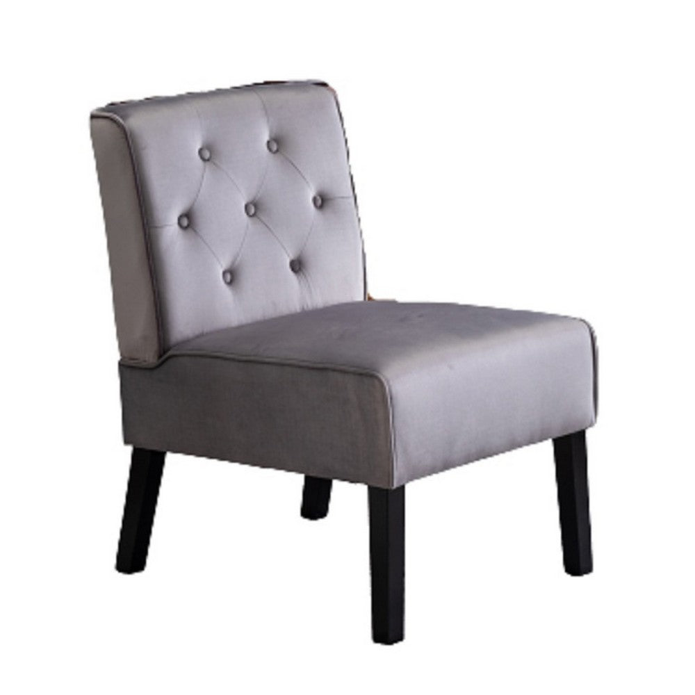 Revvy Armless Chair with Tapered Legs | Set of 2 | Gray Tufted Velvet