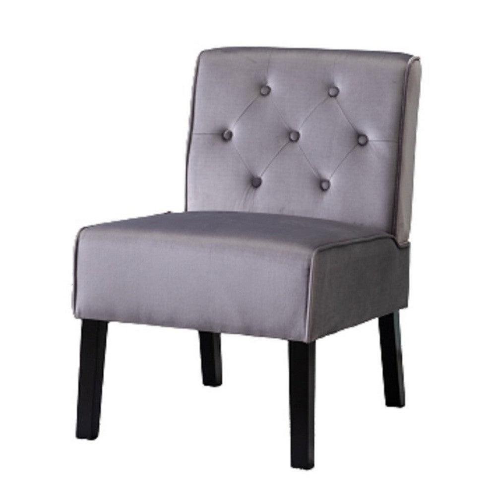 Revvy Armless Chair with Tapered Legs | Set of 2 | Gray Tufted Velvet
