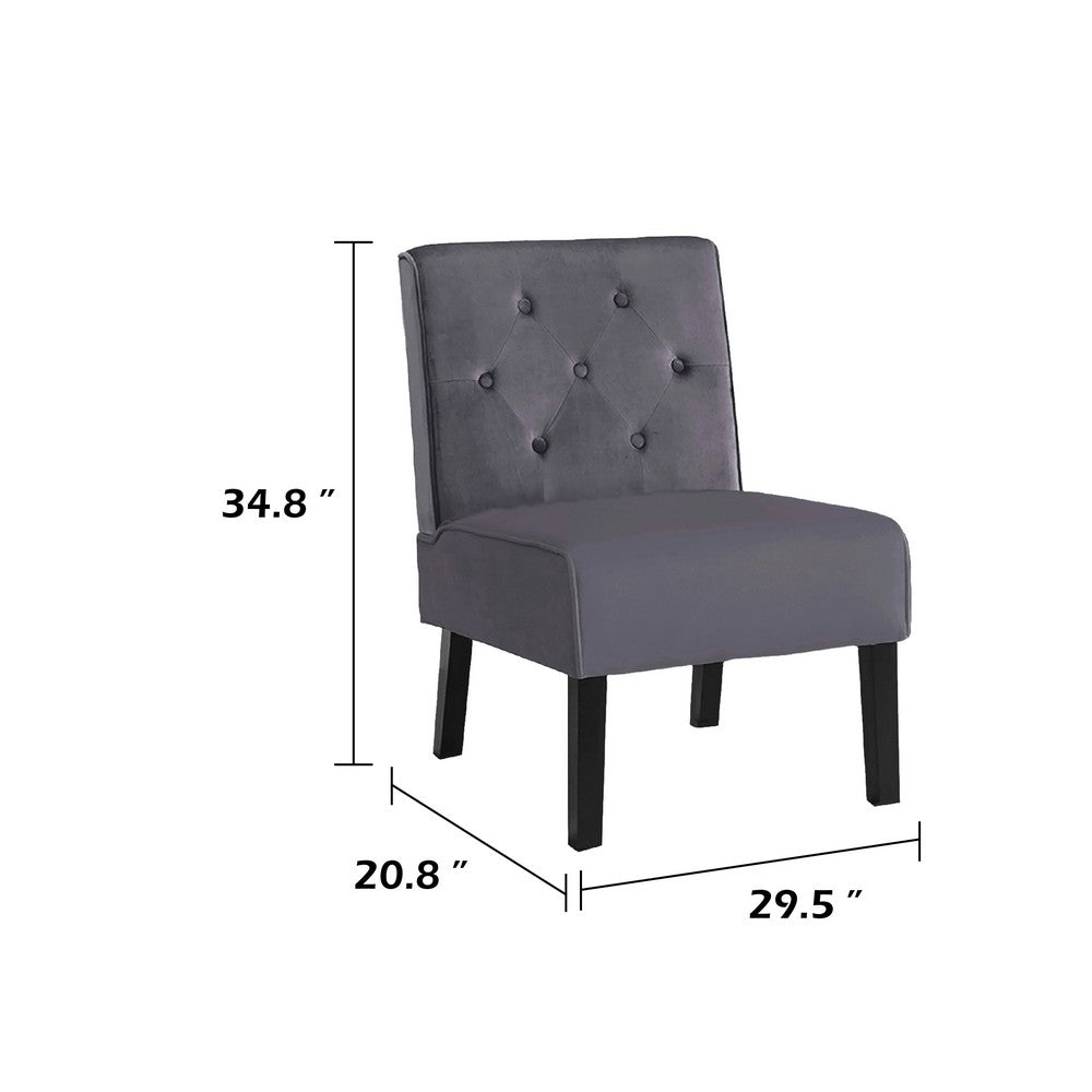 Revvy Armless Chair with Tapered Legs | Set of 2 | Gray Tufted Velvet