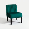 Revvy Accent Chair Set of 2 | Black Wood | Green Channel-Tufted Velvet