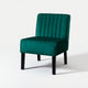 Revvy Accent Chair Set of 2 | Black Wood | Green Channel-Tufted Velvet