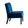 Revvy Accent Chair Set of 2 | Black Wood | Blue Channel-Tufted Velvet