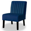 Revvy Accent Chair Set of 2 | Black Wood | Blue Channel-Tufted Velvet
