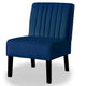 Revvy Accent Chair Set of 2 | Black Wood | Blue Channel-Tufted Velvet