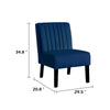 Revvy Accent Chair Set of 2 | Black Wood | Blue Channel-Tufted Velvet