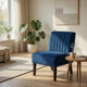 Revvy Accent Chair Set of 2 | Black Wood | Blue Channel-Tufted Velvet