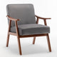 Ryno Mid-Century Accent Chair with Natural Wood Frame | Gray Velvet