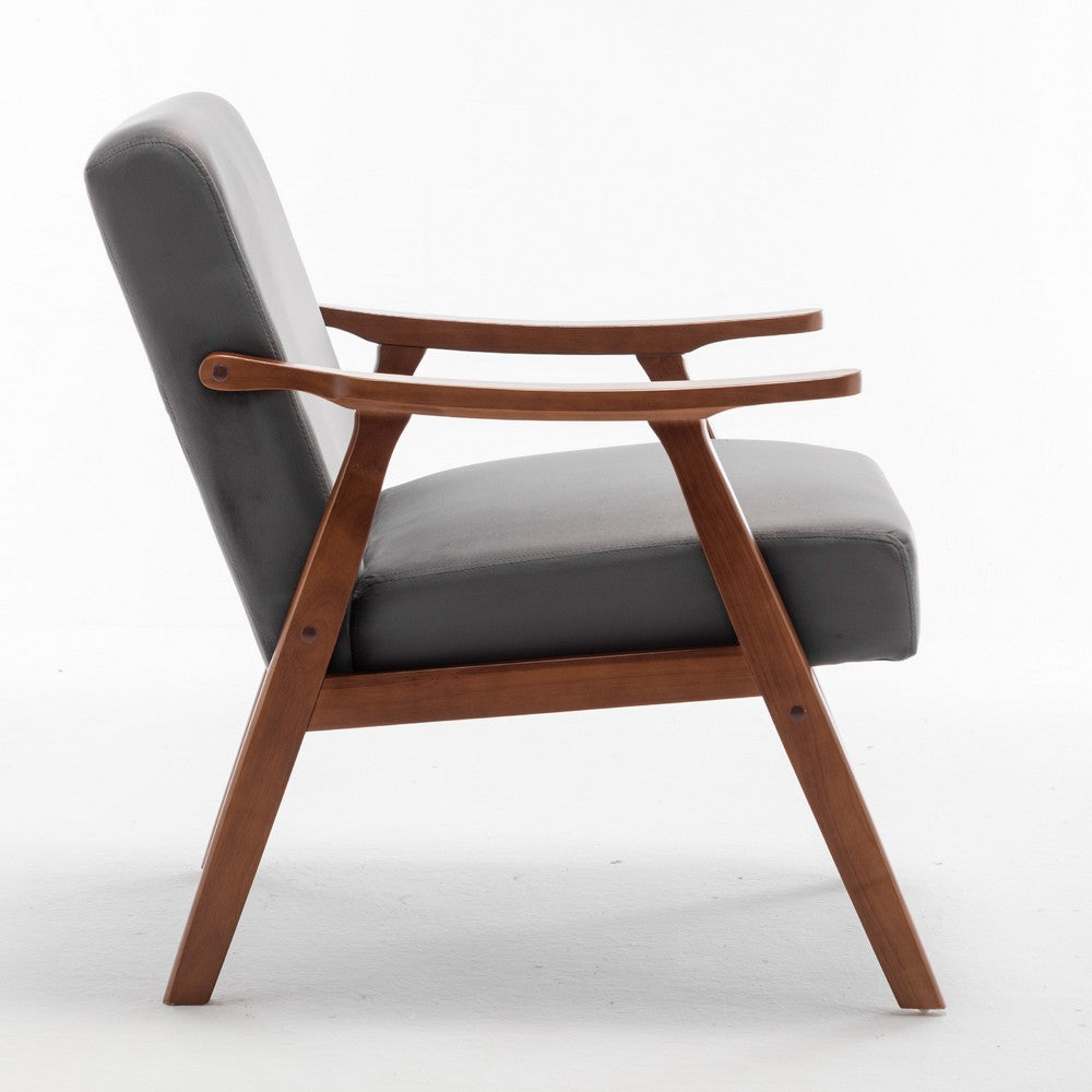 Ryno Mid-Century Accent Chair with Natural Wood Frame | Gray Velvet
