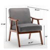 Ryno Mid-Century Accent Chair with Natural Wood Frame | Gray Velvet