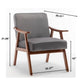 Ryno Mid-Century Accent Chair with Natural Wood Frame | Gray Velvet
