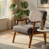 Ryno Mid-Century Accent Chair with Natural Wood Frame | Gray Velvet