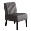 Revvy Accent Chair Set of 2 | Black Wood | Gray Channel-Tufted Velvet