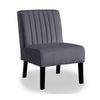 Revvy Accent Chair Set of 2 | Black Wood | Gray Channel-Tufted Velvet