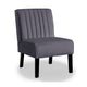 Revvy Accent Chair Set of 2 | Black Wood | Gray Channel-Tufted Velvet