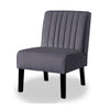 Revvy Accent Chair Set of 2 | Black Wood | Gray Channel-Tufted Velvet