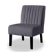 Revvy Accent Chair Set of 2 | Black Wood | Gray Channel-Tufted Velvet