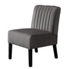 Revvy Accent Chair Set of 2 | Black Wood | Gray Channel-Tufted Velvet