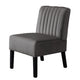 Revvy Accent Chair Set of 2 | Black Wood | Gray Channel-Tufted Velvet