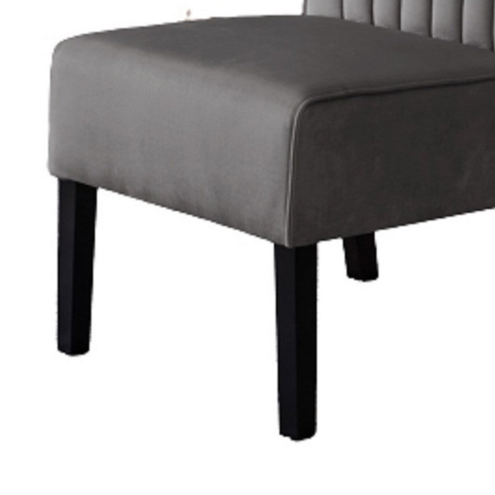 Revvy Accent Chair Set of 2 | Black Wood | Gray Channel-Tufted Velvet