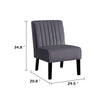 Revvy Accent Chair Set of 2 | Black Wood | Gray Channel-Tufted Velvet