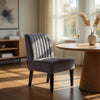 Revvy Accent Chair Set of 2 | Black Wood | Gray Channel-Tufted Velvet