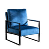 Kriya Accent Lounge Arm Chair with Black Metal Frame | Blue Velvet