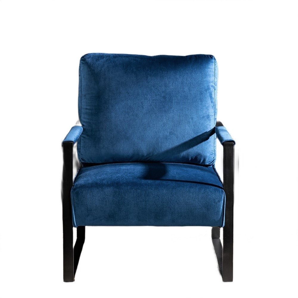 Kriya Accent Lounge Arm Chair with Black Metal Frame | Blue Velvet