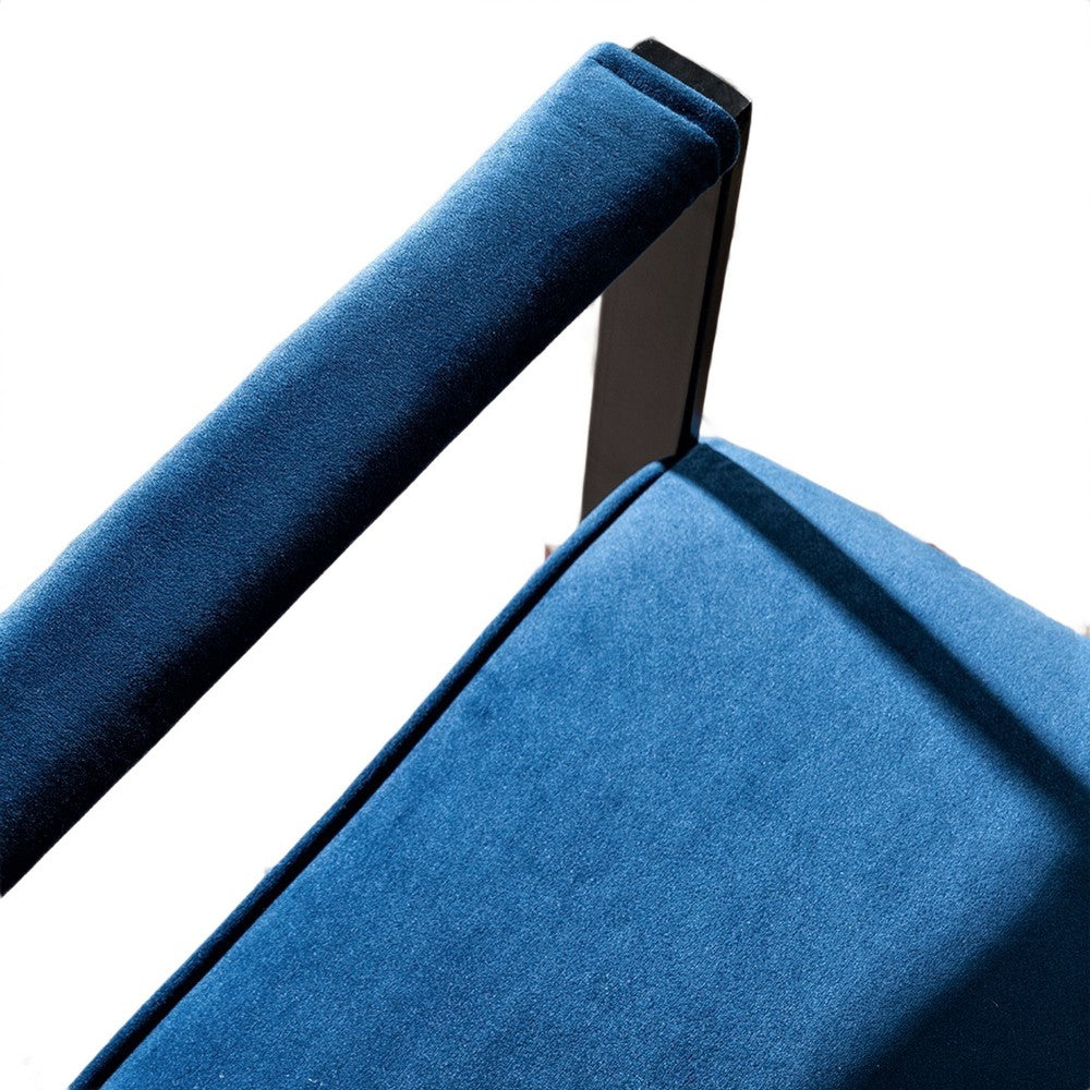 Kriya Accent Lounge Arm Chair with Black Metal Frame | Blue Velvet
