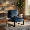 Kriya Accent Lounge Arm Chair with Black Metal Frame | Blue Velvet