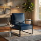 Kriya Accent Lounge Arm Chair with Black Metal Frame | Blue Velvet