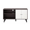 Donna TV Stand Media Console with 2 Door Cabinet | Dark Gray-White Wood 47"