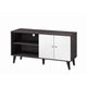 Donna TV Stand Media Console with 2 Door Cabinet | Dark Gray-White Wood 47"