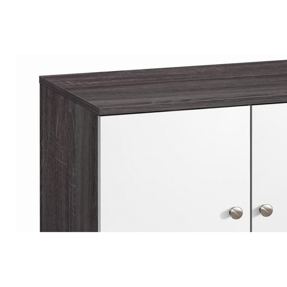 Donna TV Stand Media Console with 2 Door Cabinet | Dark Gray-White Wood 47"