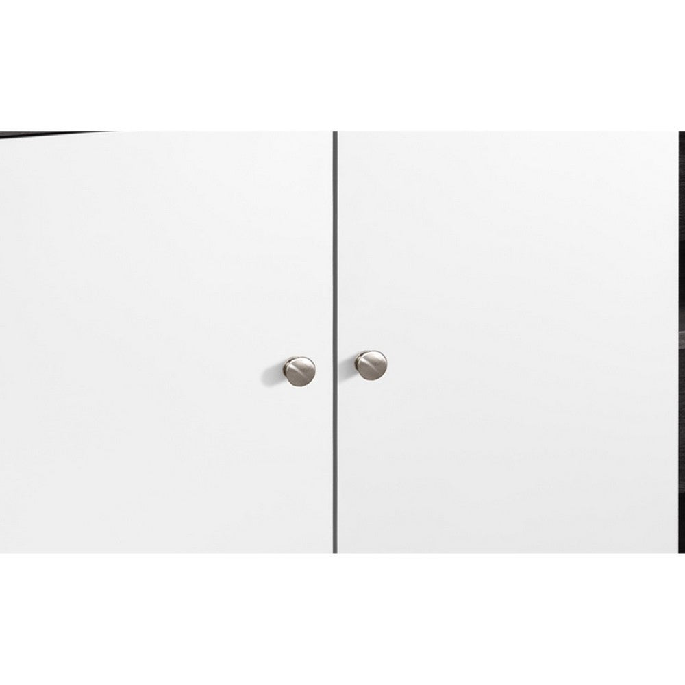 Donna TV Stand Media Console with 2 Door Cabinet | Dark Gray-White Wood 47"