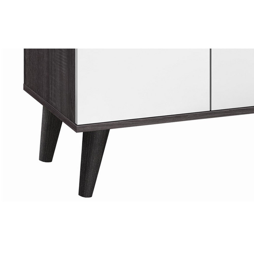 Donna TV Stand Media Console with 2 Door Cabinet | Dark Gray-White Wood 47"