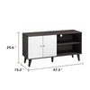 Donna TV Stand Media Console with 2 Door Cabinet | Dark Gray-White Wood 47"