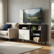 Donna TV Stand Media Console with 2 Door Cabinet | Dark Gray-White Wood 47"
