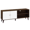 Donna TV Stand Media Console with 2 Door Cabinet | Walnut-White Wood 63"