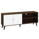 Donna TV Stand Media Console with 2 Door Cabinet | Walnut-White Wood 63"