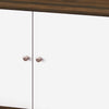 Donna TV Stand Media Console with 2 Door Cabinet | Walnut-White Wood 63"