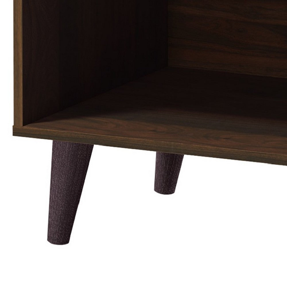 Donna TV Stand Media Console with 2 Door Cabinet | Walnut-White Wood 63"