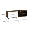 Donna TV Stand Media Console with 2 Door Cabinet | Walnut-White Wood 63"