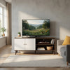Donna TV Stand Media Console with 2 Door Cabinet | Walnut-White Wood 63"