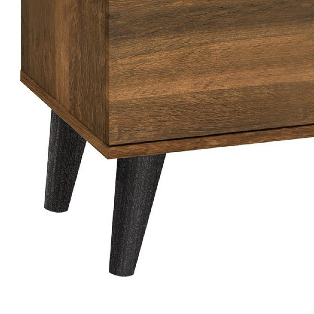 Donna TV Stand Media Console | Shelves and 2 Door Cabinet | Brown Wood 63"