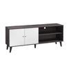 Donna TV Stand Media Console with 2 Door Cabinet | Dark Gray-White Wood 63"