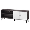 Donna TV Stand Media Console with 2 Door Cabinet | Dark Gray-White Wood 63"